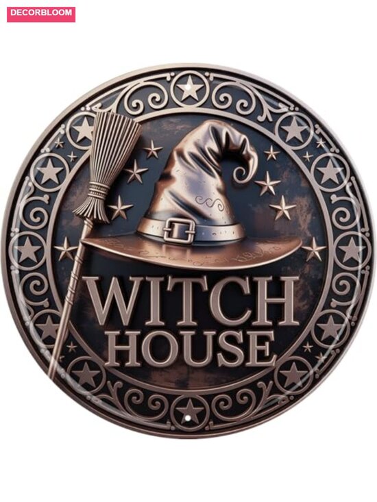 Other - Witch House Magic Metal Sign 8x8in Round Halloween Wall Plaque Spooky Decor